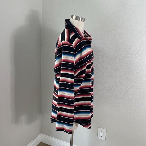 Ralph Lauren LRL Womens Plus 1X Southwestern Blanket Striped Button Up Shirt Top - Picture 4 of 9